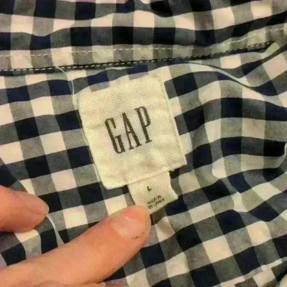GAP Navy/White Plaid Slim Button Down Shirt - Picture 3 of 4
